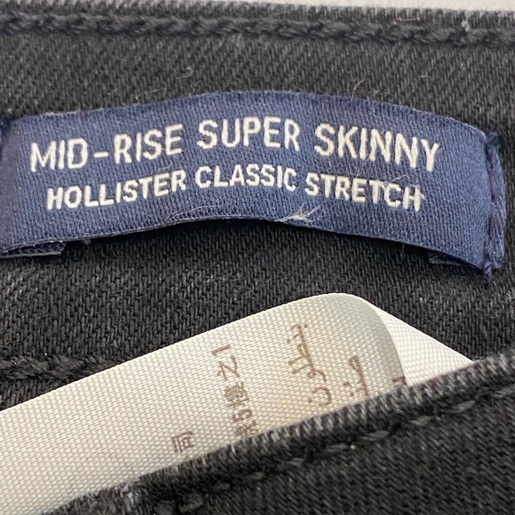 Hollister Distressed Mid Rise Super Skinny Classic Stretch Black Jeans size 5R - Picture 8 of 13